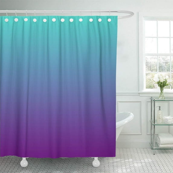 CYNLON Colorful Gradient Turquoise Purple Ombre Bathroom Decor Bath Shower Curtain 66x72 inch