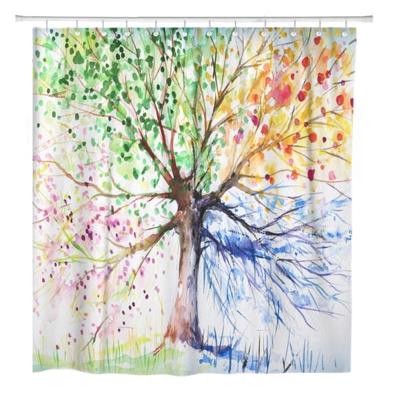 CYNLON Colorful Hand of Four Season Tree I Have Created Bathroom Bathroom Decor Bath Shower Curtain 60x72 inch
