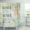thumbnail image 1 of CYNLON Colorful Travel Map Sentiments The World Explore Arrows Color Bathroom Decor Bath Shower Curtain 66x72 inch, 1 of 1