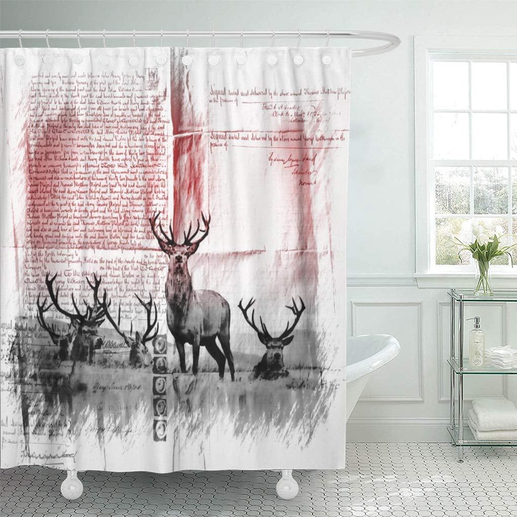 CYNLON Country Rustic Red Newspaper Deer Tree Woodland Rainforest ...