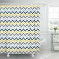 thumbnail image 1 of CYNLON Cute Blue Yellow and Gray Chevron Retro Pattern Bathroom Decor Bath Shower Curtain 66x72 inch, 1 of 1