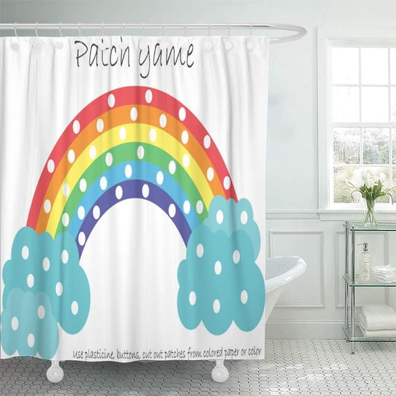 CYNLON Education Patch Game Rainbow for Children to Develop Motor Bathroom Decor Bath Shower Curtain 66x72 inch