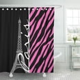 thumbnail image 1 of CYNLON Eiffel Paris Pink Black Zebra Tower France French Cute Bathroom Decor Bath Shower Curtain 60x72 inch, 1 of 1