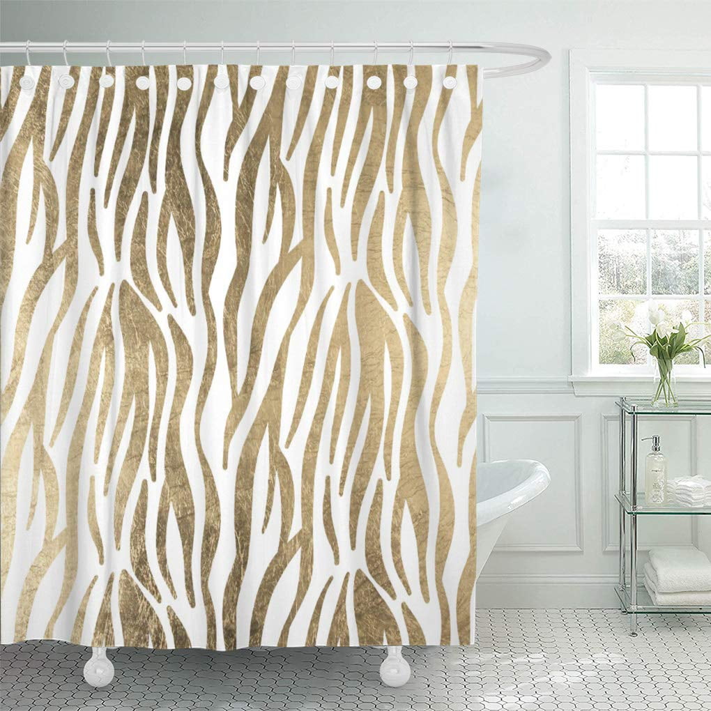 Cynlon Elegant Chic Black White Gold Zebra Glam Modern Bathroom Decor