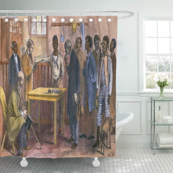 CYNLON Freedmen at Voter Registration Office Macon Georgia in 1867 Bathroom Decor Bath Shower Curtain 66x72 inch