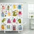 thumbnail image 1 of CYNLON Fun Cute Cartoon Monsters Collection Vivid Fabulous Incredible Creatures Bathroom Decor Bath Shower Curtain 60x72 inch, 1 of 1