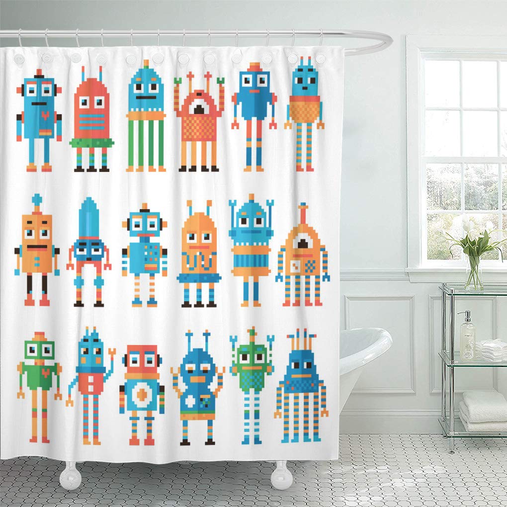 CYNLON Game of Pixel Robots Character Monster Alien Cute Bit Bathroom ...