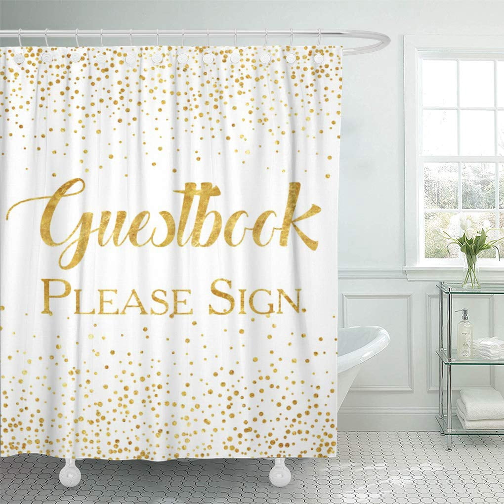 CYNLON Gold Faux Confetti Wedding Guestbook Sign Wishes Fancy Bathroom ...