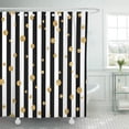 thumbnail image 1 of CYNLON Gold Polka Dot on Lines Golden Confetti Black Bathroom Decor Bath Shower Curtain 60x72 inch, 1 of 1