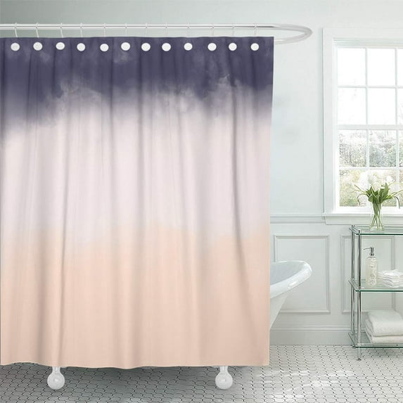 CYNLON Gray Coral Modern Blue Peach Watercolor Block Purple Bathroom Decor Bath Shower Curtain 66x72 inch
