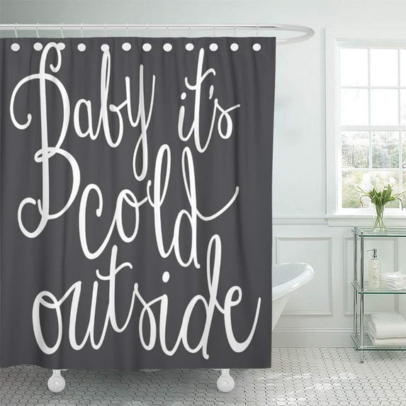 CYNLON Gray Snowflake Baby It Cold Outside Winter White Chalkboard Bathroom Decor Bath Shower Curtain 60x72 inch