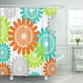 thumbnail image 1 of CYNLON Green Girly Flower Stencils Lime Orange Turquoise Teal Bathroom Decor Bath Shower Curtain 60x72 inch, 1 of 1