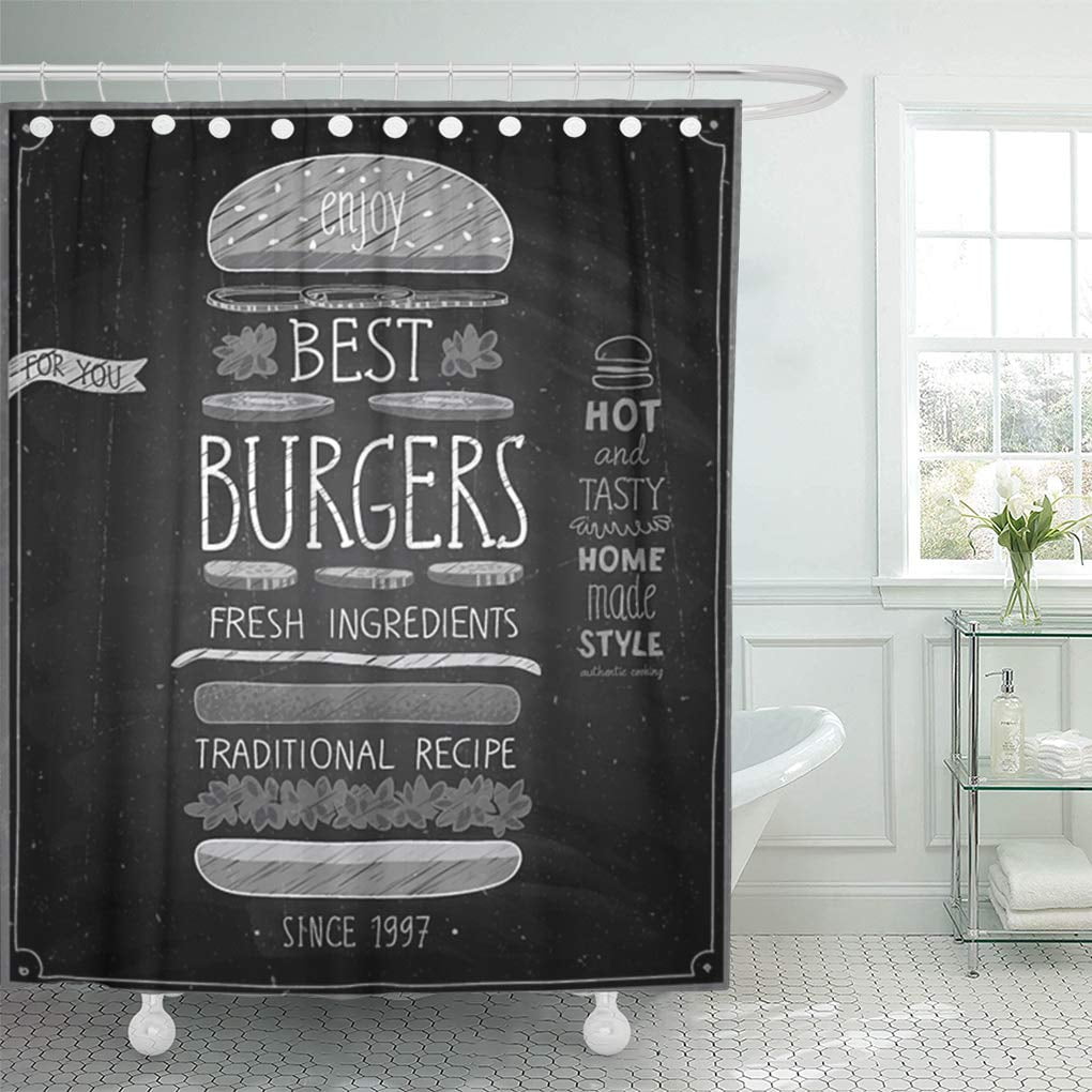 CYNLON Hamburger Chalk Best Burgers Chalkboard Graphic Text Vegetable