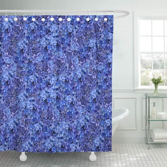 CYNLON Indigo Blue Hydrangea Floral Mjldesigns Flowers Bathroom Decor Bath Shower Curtain 66x72 inch