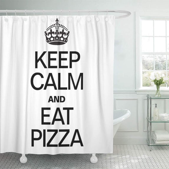 CYNLON Jokes Keep Calm and Eat Food Cuisines Snacks Beverages Bathroom Decor Bath Shower Curtain 66x72 inch