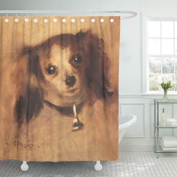 CYNLON King Head of Dog by Pierre Renoir Vintage Charles Bathroom Decor Bath Shower Curtain 66x72 inch