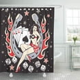 thumbnail image 1 of CYNLON Lady Luck Pinup Sitting in a Horseshoe Lucky Rockabilly Bathroom Decor Bath Shower Curtain 60x72 inch, 1 of 1