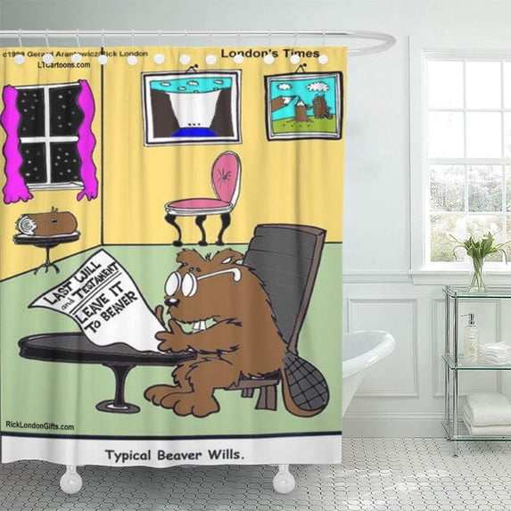 CYNLON Lawyers Beaver Living Wills Funny Rick Legal Bathroom Decor Bath Shower Curtain 66x72 inch