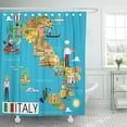 thumbnail image 1 of CYNLON Milan Map of Italy and Travel Italian Cartoon City Bathroom Decor Bath Shower Curtain 66x72 inch, 1 of 1
