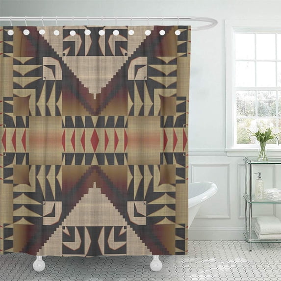 CYNLON Modern Taupe Brown Red Black Eclectic Look Bathroom Decor Bath Shower Curtain 66x72 inch
