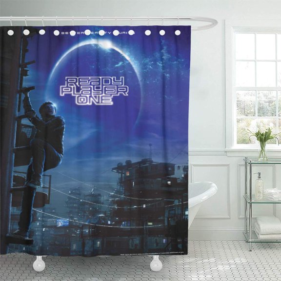 CYNLON Movie Ready Player One Futuristic Science Fiction Dystopia 80S Bathroom Decor Bath Shower Curtain 60x72 inch