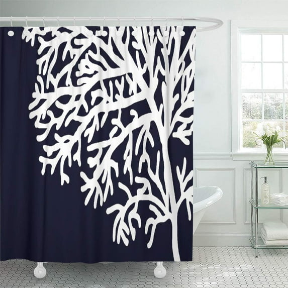 CYNLON Ocean Coral Reef Beach Nautical Sea Coastal Fresh Aqua Bathroom Decor Bath Shower Curtain 66x72 inch
