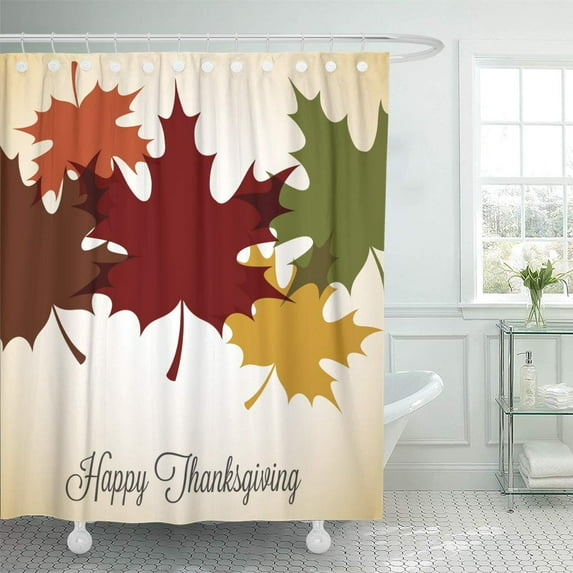 CYNLON Orange Brown Harvest Maple Leaf Thanksgiving in Green American Bathroom Decor Bath Shower Curtain 60x72 inch