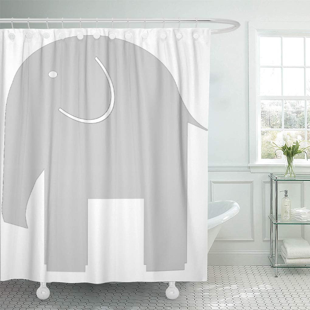 CYNLON Pattern Gray Elephants Bathroom Decor Bath Shower Curtain 66x72