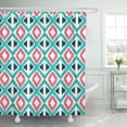 thumbnail image 1 of CYNLON Pattern Ikat Geometric Modern Pink Turquoise Coral Tibal Bathroom Decor Bath Shower Curtain 66x72 inch, 1 of 1