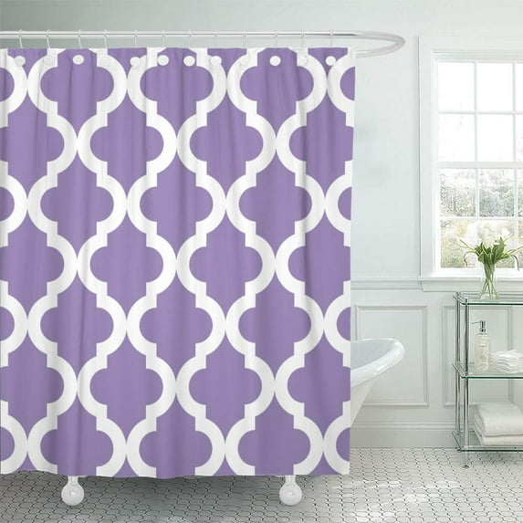 CYNLON Pattern Light Purple Moroccan Quatrefoil Preppy Modern Traditional Purpl Bathroom Decor Bath Shower Curtain 60x72 inch