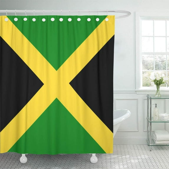 CYNLON Reggae Jamaican Flag Pride Rasta Jamaica American Bathroom Decor Bath Shower Curtain 66x72 inch