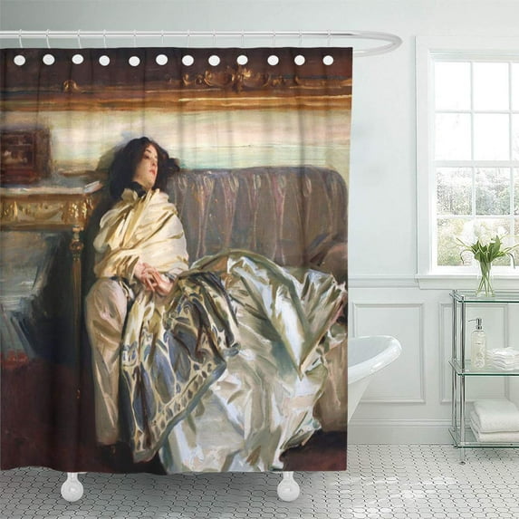 CYNLON Repose John Singer Sargent Lady Paintings Painter Portrait Famous Bathroom Decor Bath Shower Curtain 60x72 inch