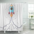 thumbnail image 1 of CYNLON Rocketship Minimalistic Rocket Launch Flat Clouds Space and Fire Modern Bathroom Decor Bath Shower Curtain 60x72 inch, 1 of 1