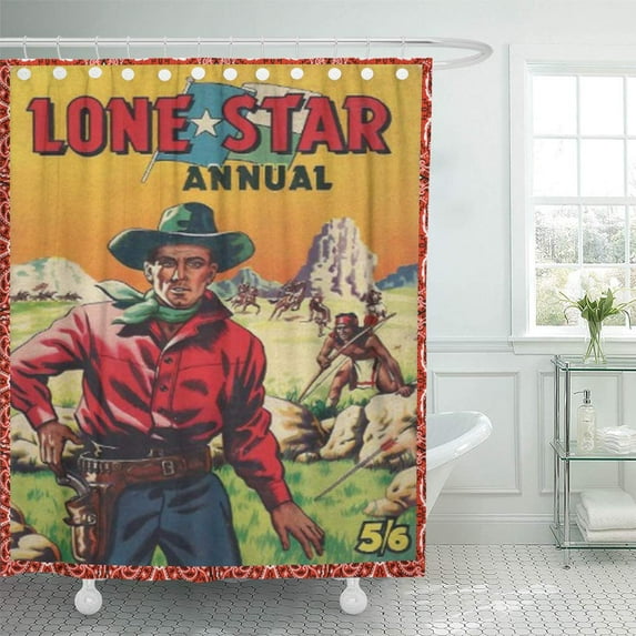 CYNLON Rodeo Lone Star Vintage Western Cowboy Cowgirl Texas Bathroom Decor Bath Shower Curtain 66x72 inch