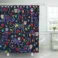 thumbnail image 1 of CYNLON Seamless Pattern Calavera Cats and Sugar Skills for Dia Bathroom Decor Bath Shower Curtain 66x72 inch, 1 of 1