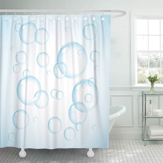 CYNLON Sky Wash Water Soap Bubble on Blue Realistic Aqua Bathroom Decor Bath Shower Curtain 60x72 inch
