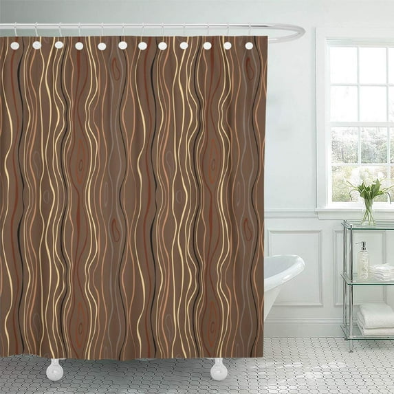 CYNLON Striped Nature Narrow Wavy Lines Bark Branches of Trees Bathroom Decor Bath Shower Curtain 60x72 inch