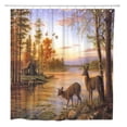 thumbnail image 1 of CYNLON Sunset Deer Safair in Stream River at Forest Bathroom Bathroom Decor Bath Shower Curtain 66x72 inch, 1 of 1