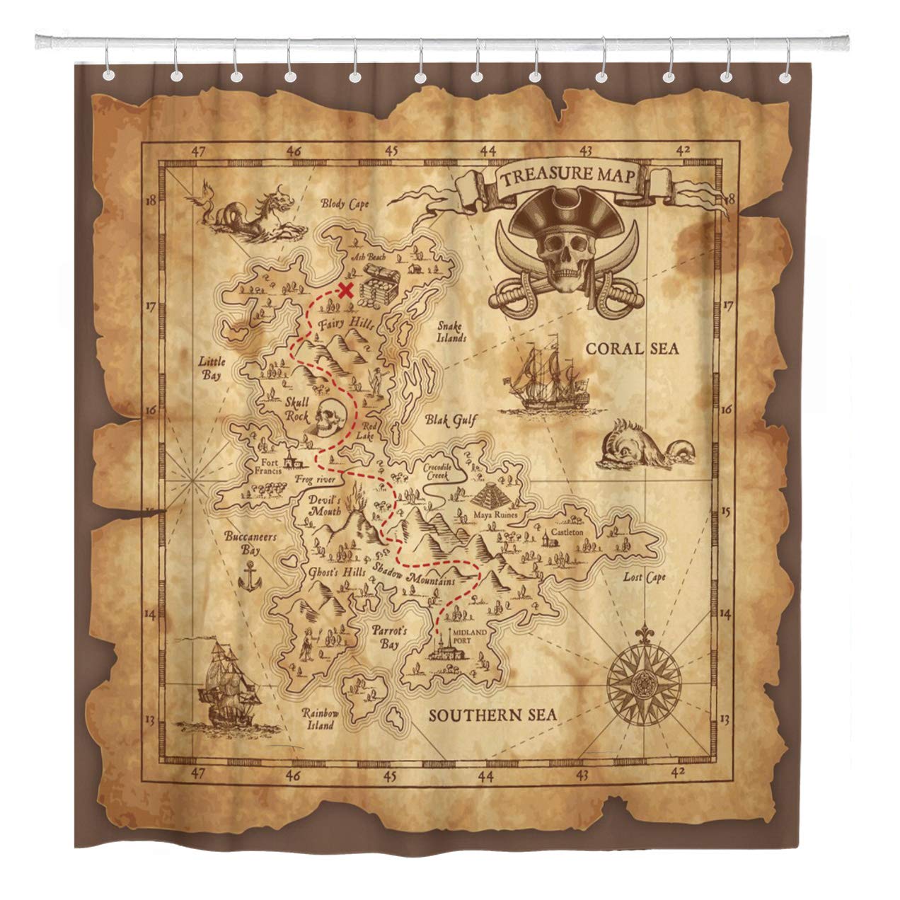 CYNLON Super Detailed Pirate Treasure Map on Ruined Old Parchment ...