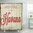 thumbnail image 1 of CYNLON Touristic Retro Vintage Greeting Sign Typographical Welcome to Havana Bathroom Decor Bath Shower Curtain 66x72 inch, 1 of 1