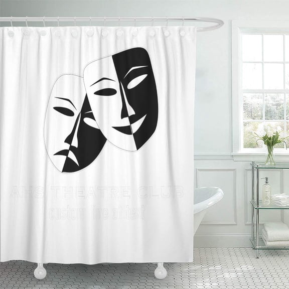 CYNLON Tragedy Theatre Drama Club Masks Custom Thespian Name Comedy Bathroom Decor Bath Shower Curtain 60x72 inch