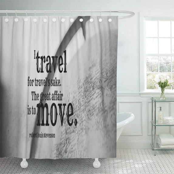 CYNLON Travel Robert Louis Stevenson Globe Photography Author Sake Great Bathroom Decor Bath Shower Curtain 66x72 inch