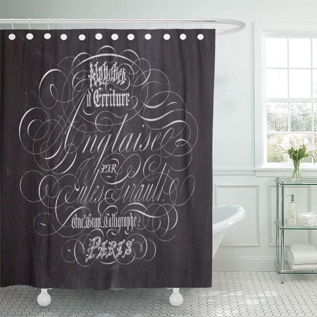 CYNLON Vintage Paris Country Chalkboard French Scripts Modern Flourish Swirls Bathroom Decor