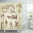 thumbnail image 1 of CYNLON Vintage Western Wild West Cowboy Drawing Old Sketch Cactus Bathroom Decor Bath Shower Curtain 60x72 inch, 1 of 1