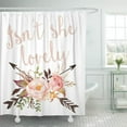 thumbnail image 1 of CYNLON Watercolor Blush Boho Isn She Lovely Girl Nursery Floral Bathroom Decor Bath Shower Curtain 60x72 inch, 1 of 1