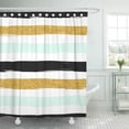 thumbnail image 1 of CYNLON Watercolor Striped Gold Blue Mint White and Black Modern Bathroom Decor Bath Shower Curtain 66x72 inch, 1 of 1