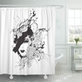 thumbnail image 1 of CYNLON Watercolor Woman Creative Black and White Beauty Face Hair Bathroom Decor Bath Shower Curtain 66x72 inch, 1 of 1