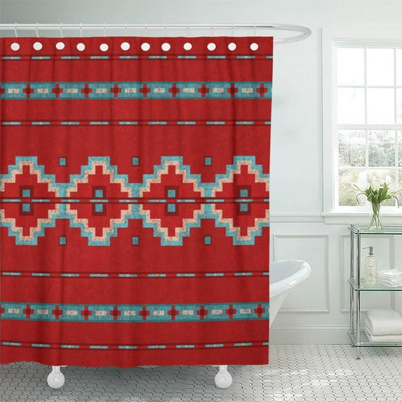 CYNLON Western Southwest Mesas Red Santa Tribal Desert Turquoise Bathroom Decor Bath Shower Curtain 60x72 inch