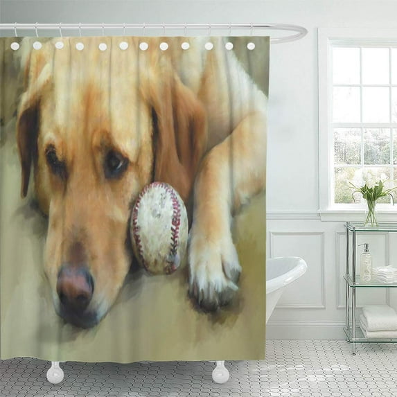CYNLON Yellow Heart Come on Lets Bones Pets Love Lab Bathroom Decor Bath Shower Curtain 66x72 inch