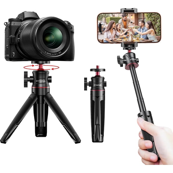CYNOVA Mini Extension Pole Tripod, Handheld Tripod Selfie Stick for Osmo Pocket 4/3/Xtra Muse/iPhone Pro Max Smartphone Mirrorless Camera and Compatible with GoPro Hero 13/12/11/Max Action Camera